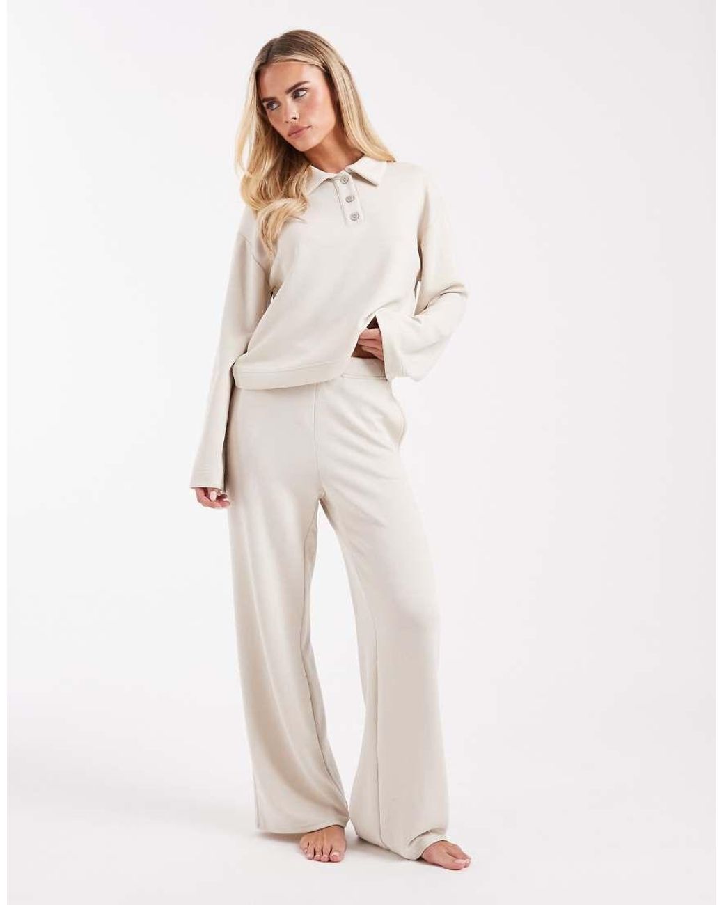 Vero Moda Natural Super Soft Tie Waist Wide Leg Jogger Co-Ord