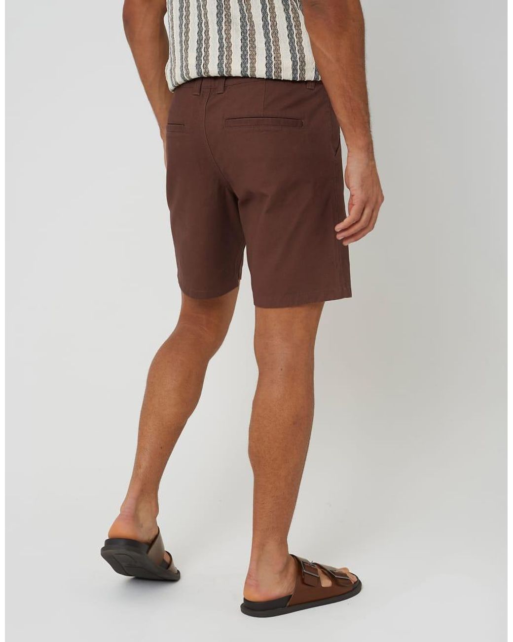 Brave Soul Brown Cotton Twill Chino Shorts for men