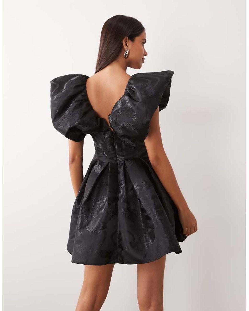 ASOS Black Jacquard Extreme Ruffle Mini Dress
