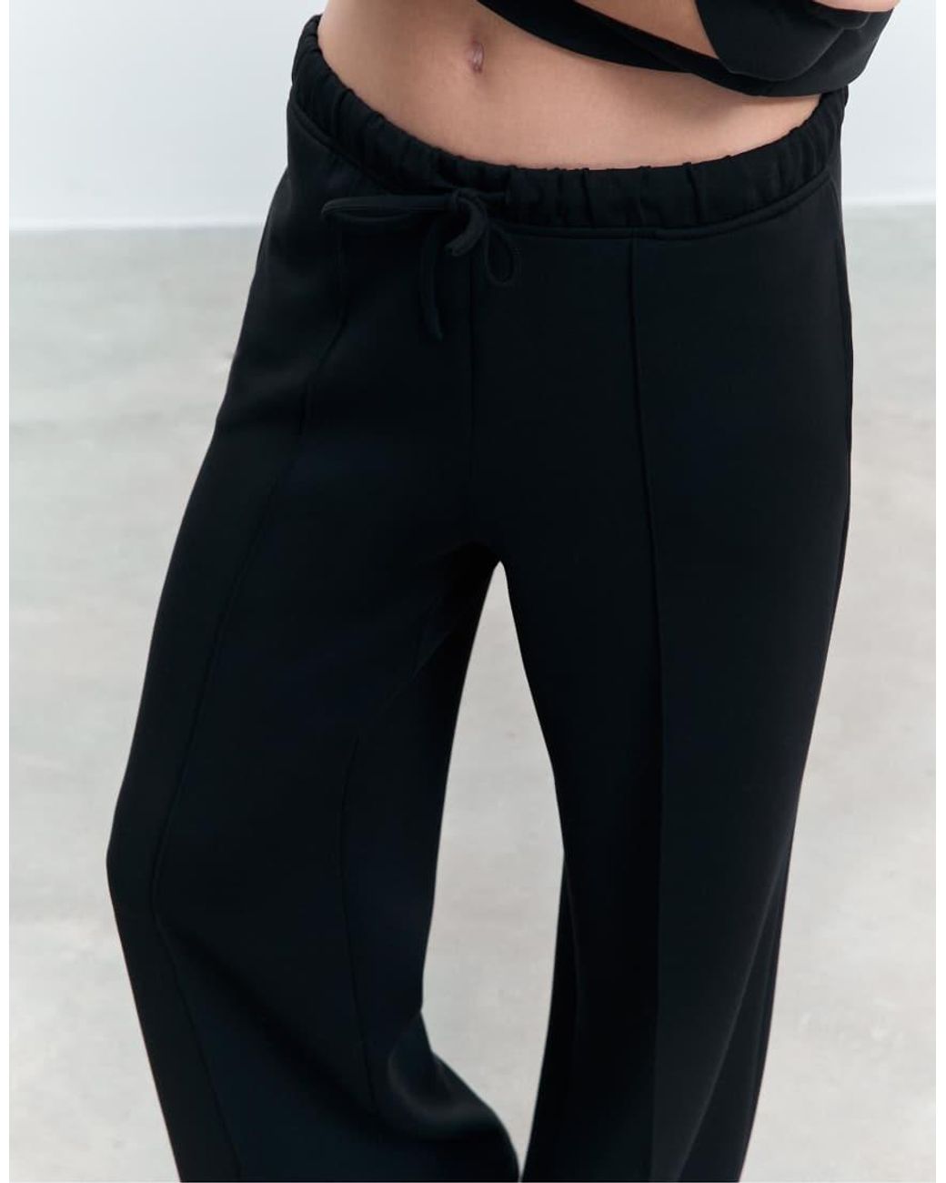 Stradivarius Blue Soft Touch Wide Leg Trousers With Seam Detail