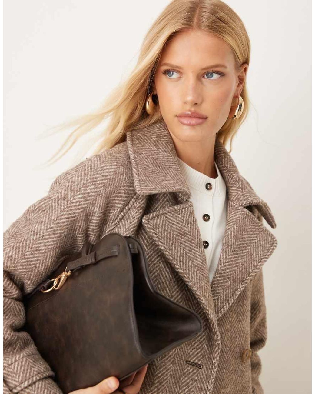 Abercrombie & Fitch Natural Wool Belted Trench Coat