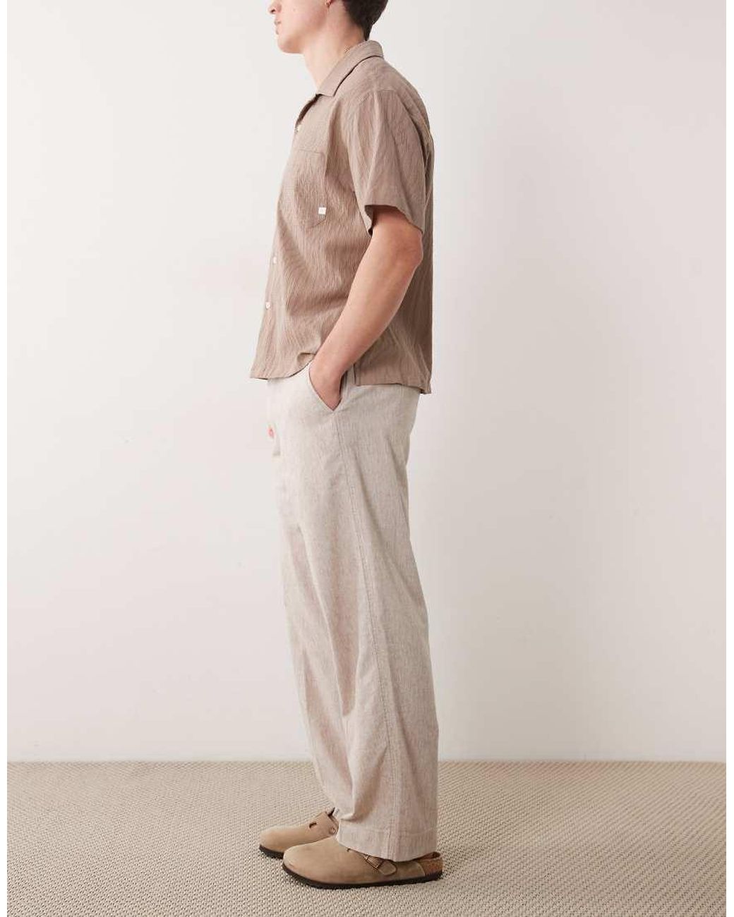 Abercrombie & Fitch Natural baggy Twill Linen Blend Trousers for men