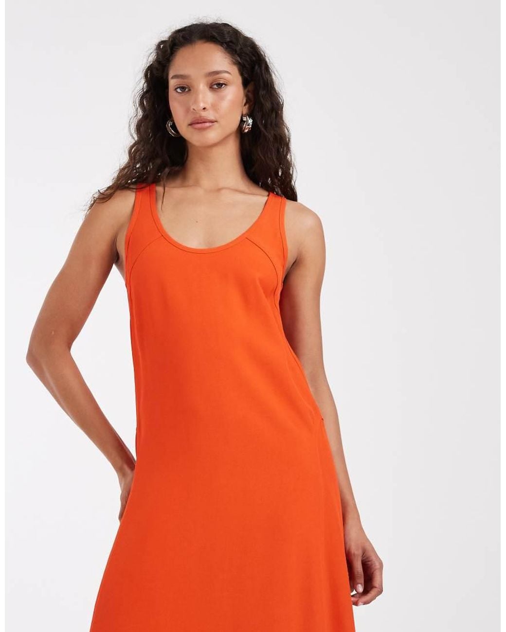 & Other Stories Red Crepe Maxi Dress With Seam Detail