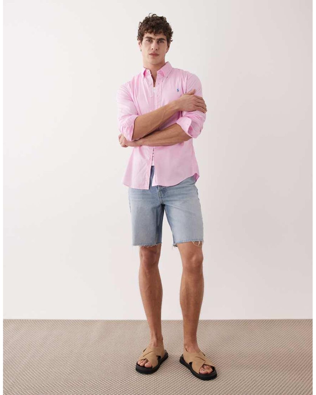 Polo Ralph Lauren Pink Icon Logo Long Sleeve Shirt for men