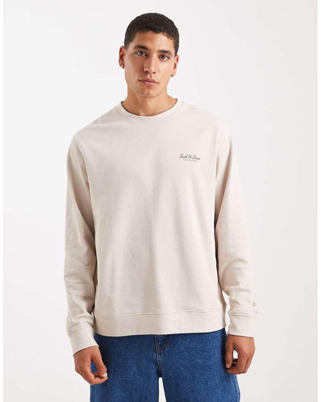 Jack & Jones White Sweatshirt With Script Logo for men