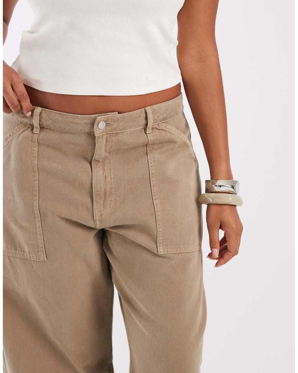 ASOS Brown Asos Design Curve Cargo Trouser With Knee Seams