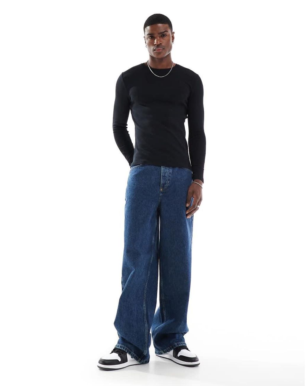 ASOS Black Essentials Muscle Fit Long Sleeve T-shirt for men