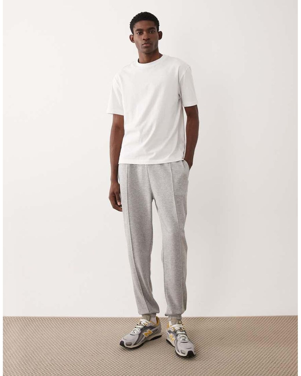 ASOS Natural Slim Fit joggers With Pintucks for men