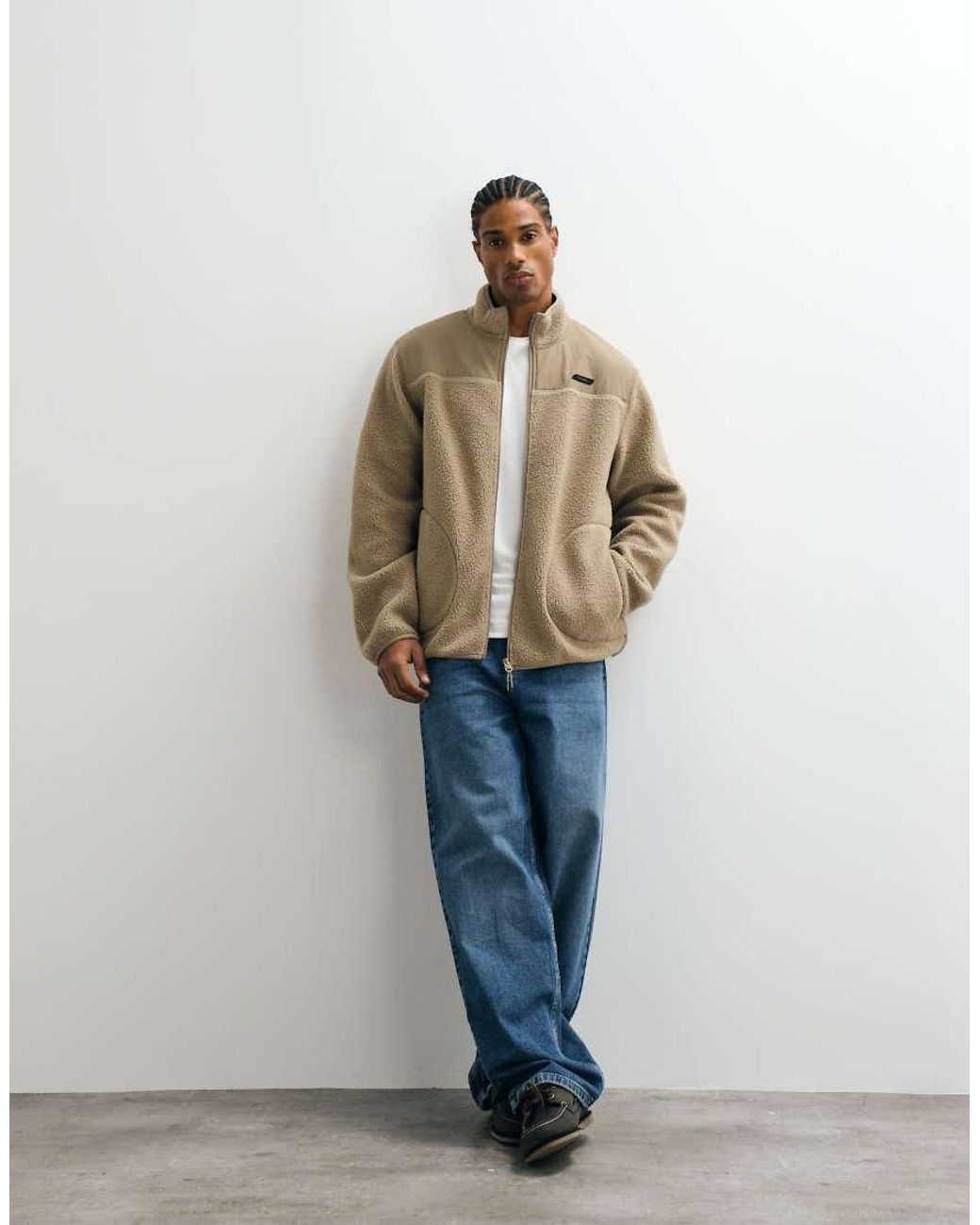 JJ Rebel Natural Borg Fleece Jacket for men