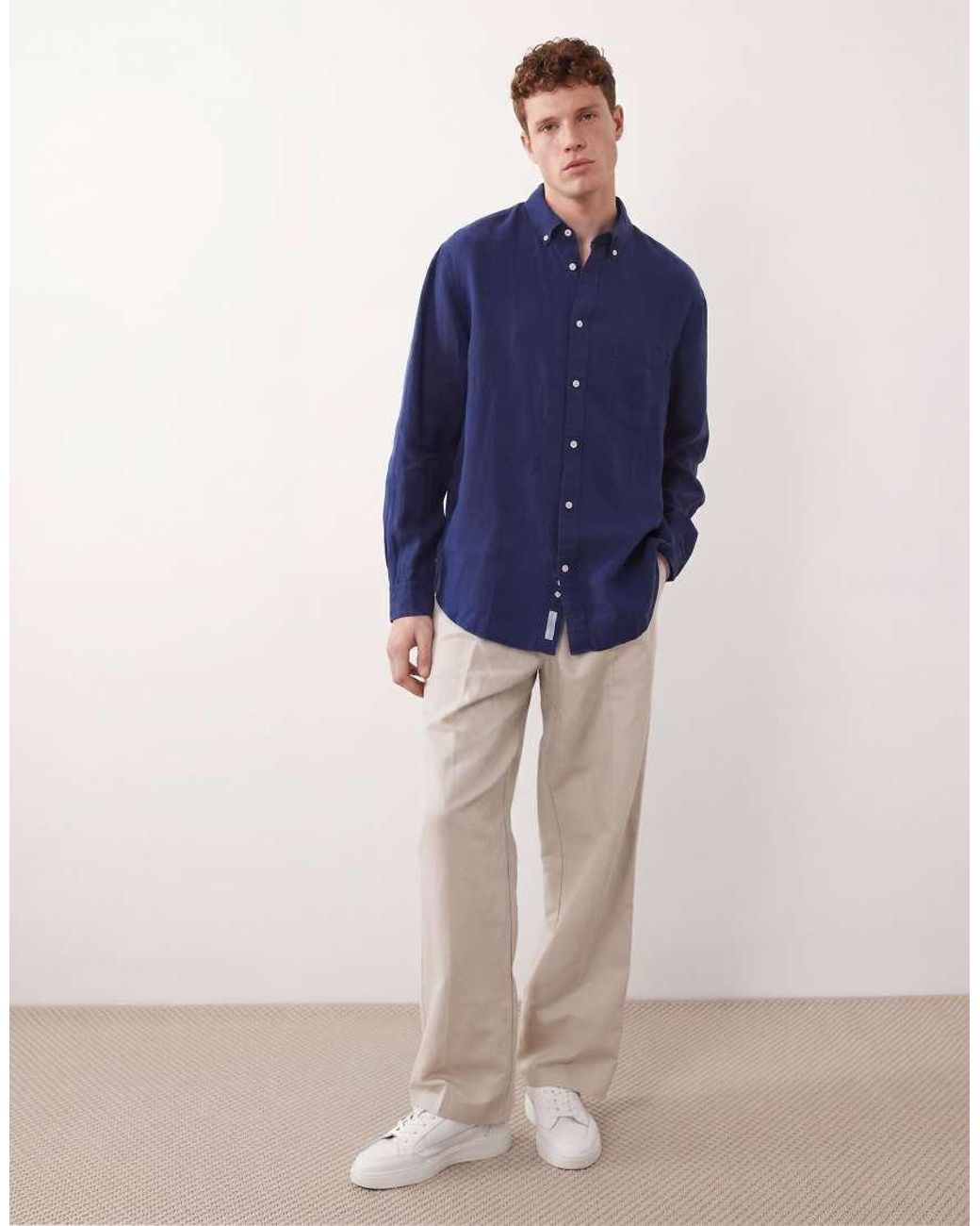 ARKET Blue Pure Linen Shirt for men
