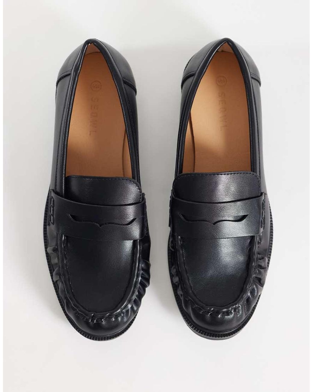 SEQWL Wide Fit Black Cadilliac Penny Loafers