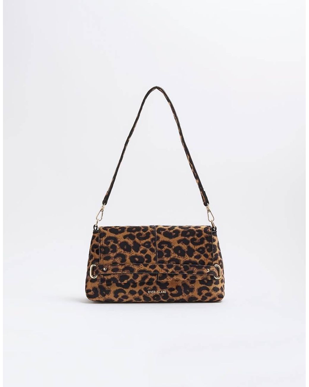 River Island Leopard Fold Over Small Clutch Bag in White Lyst UK