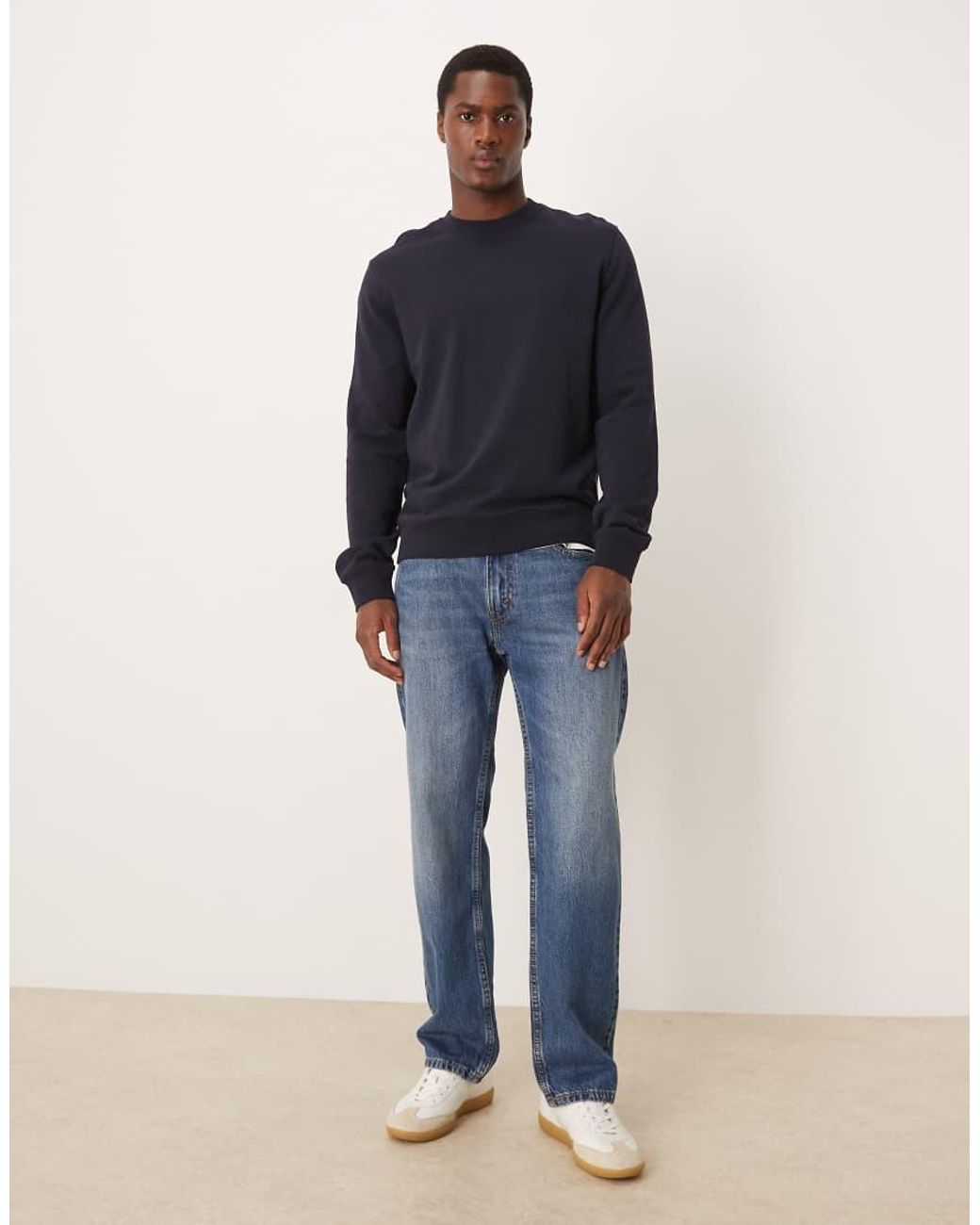 ARKET Blue Minimal Jersey Sweatshirt With Crew Neck for men