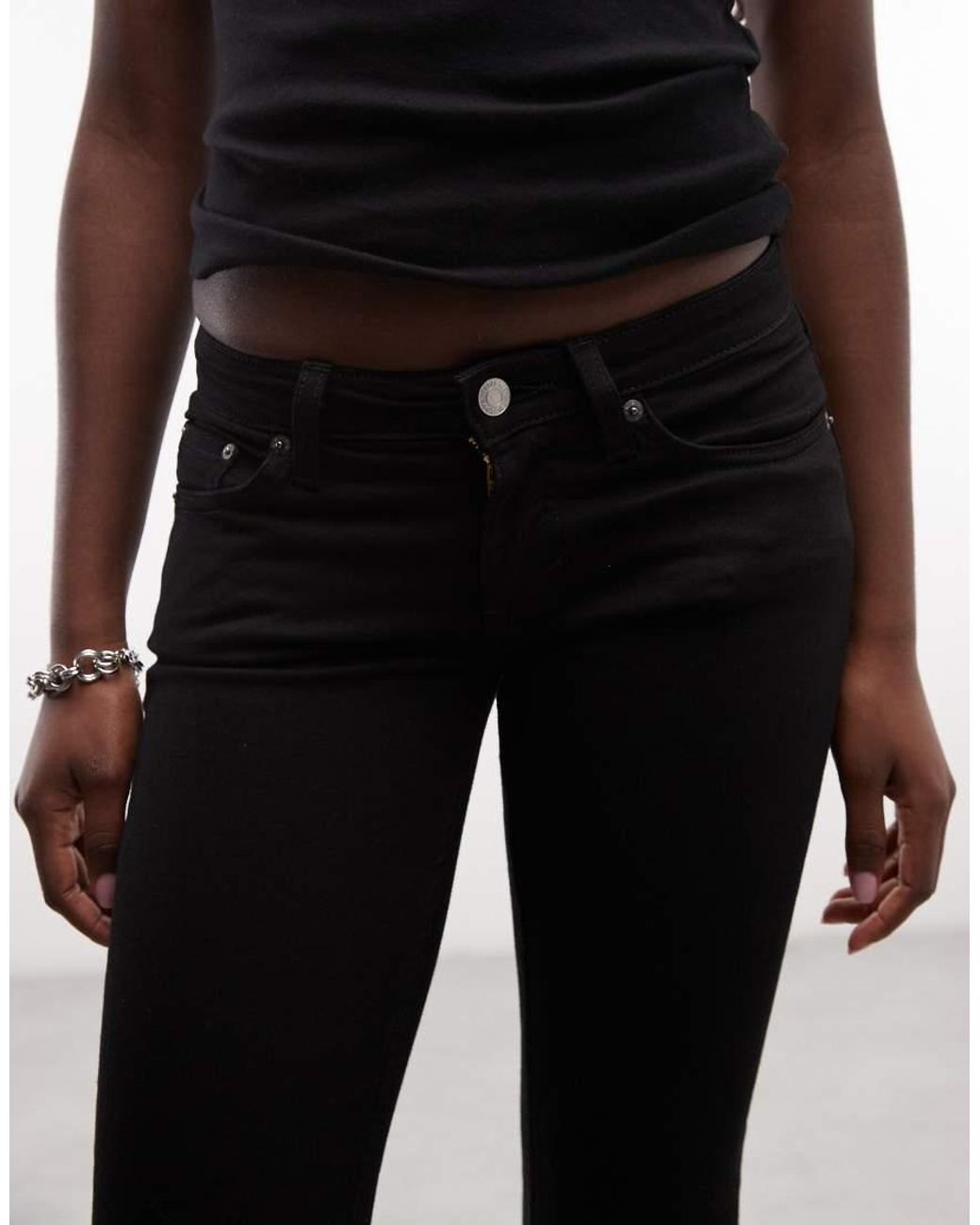 Weekday Black Low Waist Skinny Flare Jeans