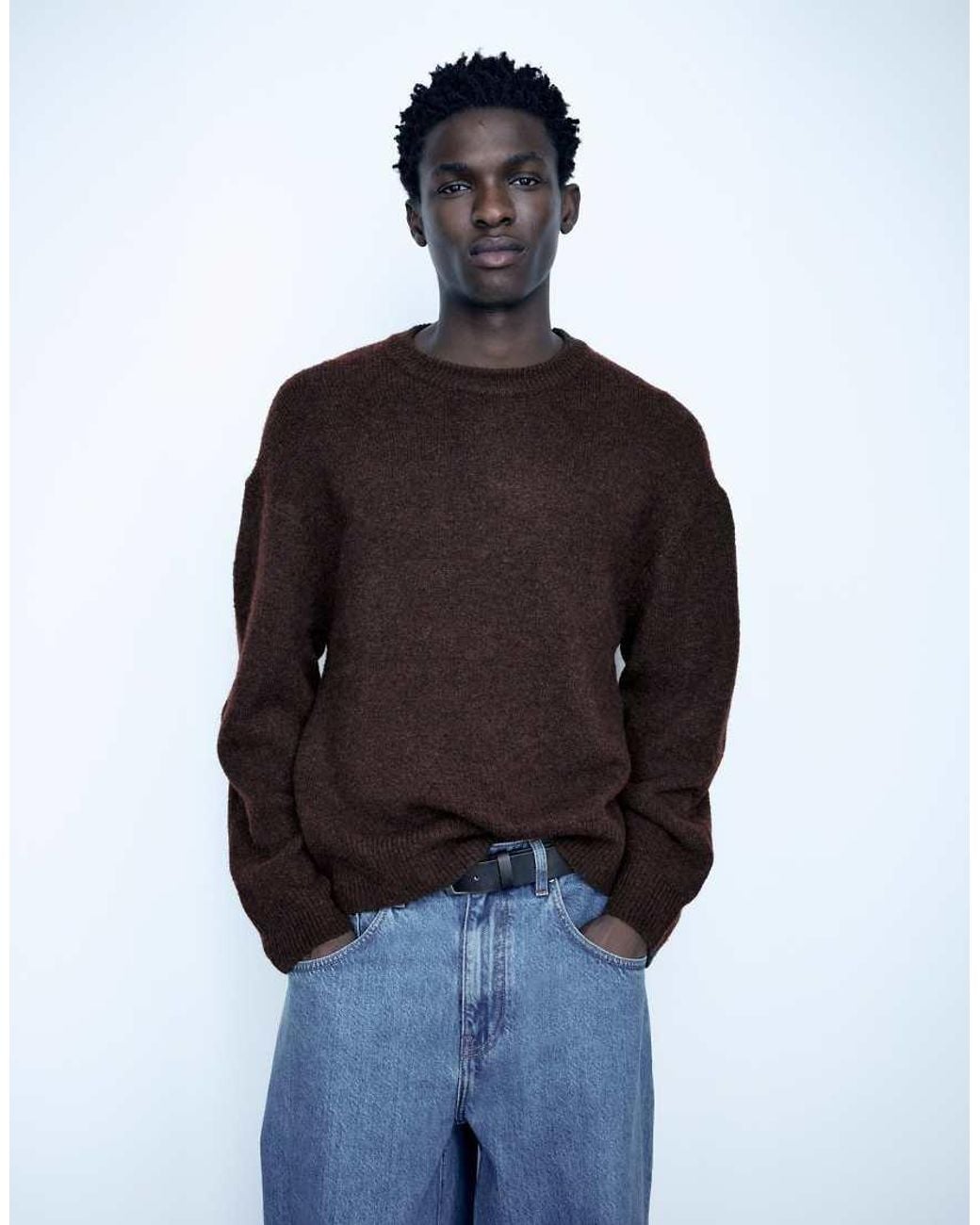 Basic Maglione Girocollo di Pull&Bear in Red da Uomo