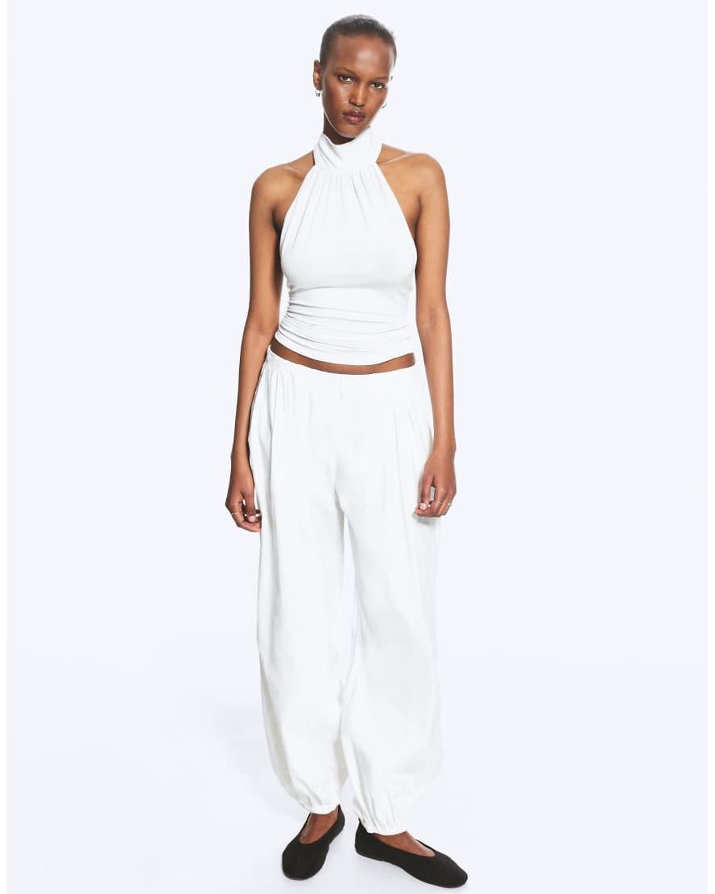Weekday White Halterneck Top With Open Back