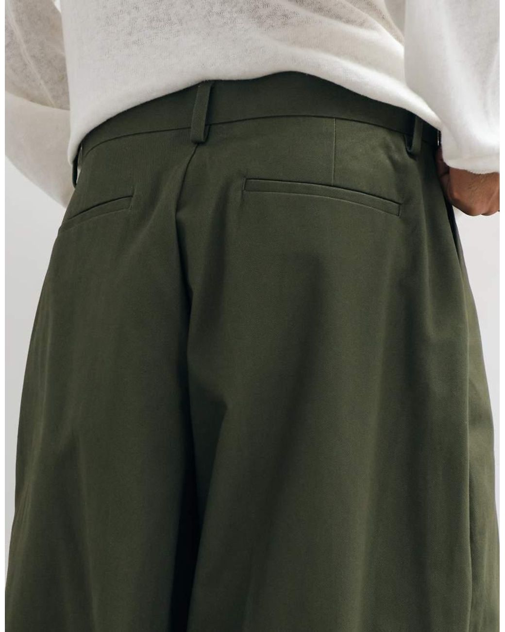 ASOS White 100% Cotton Heavyweight Tailored Wide Barrel Leg Trousers for men