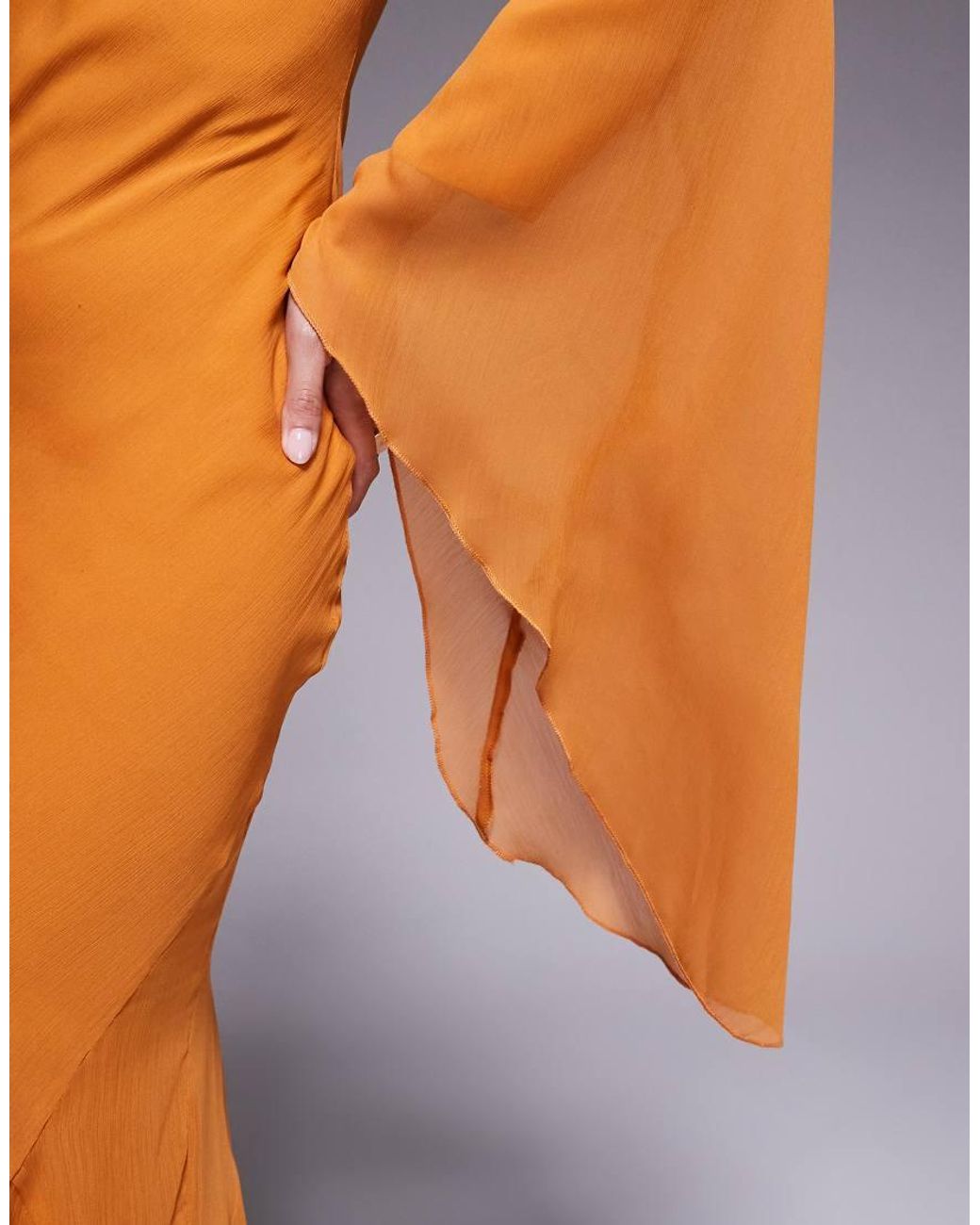 ASOS Orange Asos Design Petite Extreme Ruffle Sleeve Maxi Dress With Godet Insert Skirt