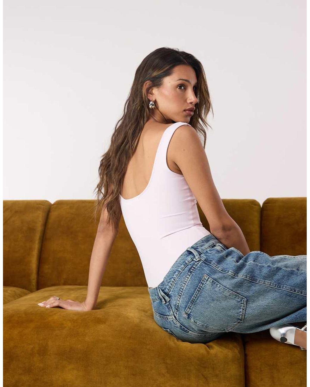 GOOD AMERICAN White Sculpting Modern Tank Bodysuit