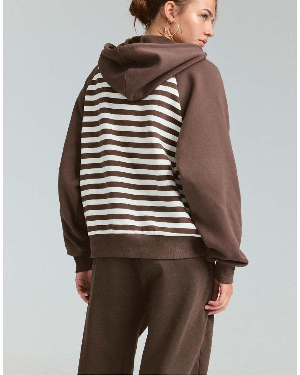 Stradivarius Brown Striped Hoodie