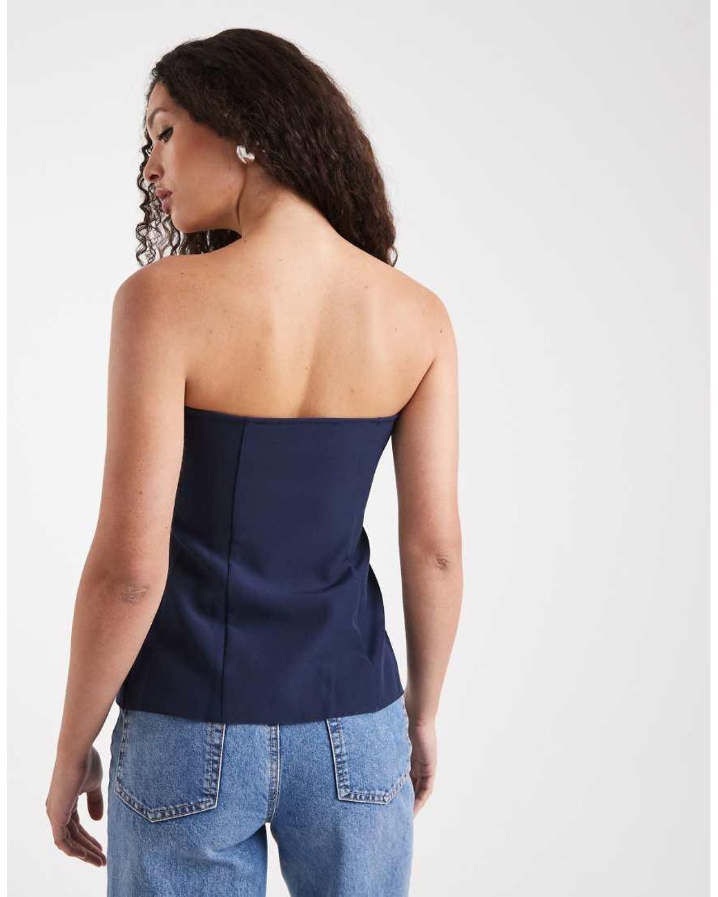 ASOS Blue Button Front Bandeau Top