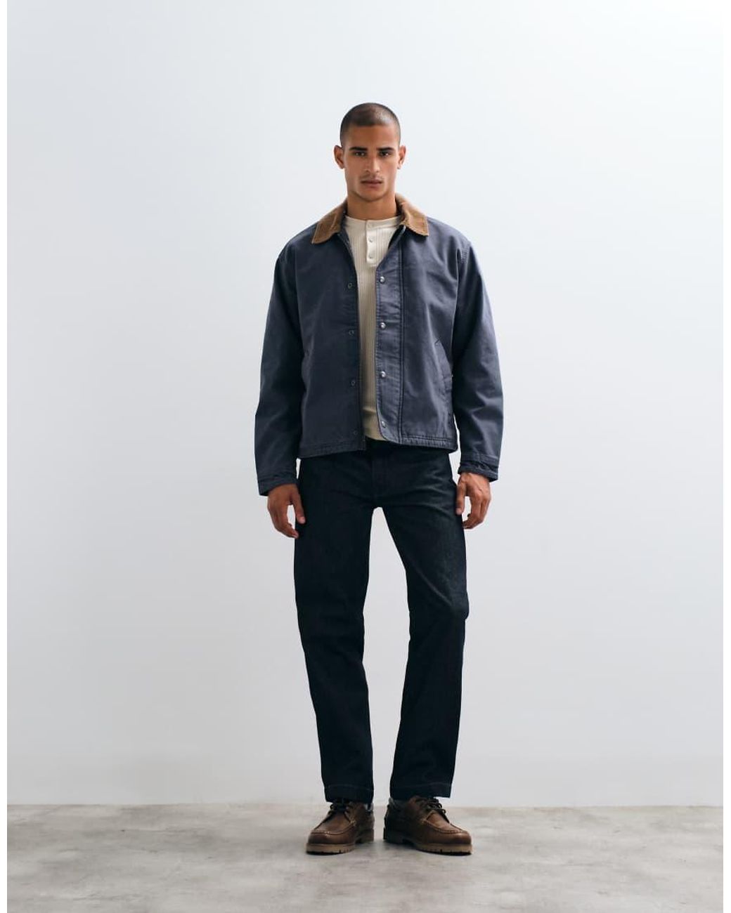Abercrombie & Fitch Blue Zip Up Canvas Worker Jacket for men