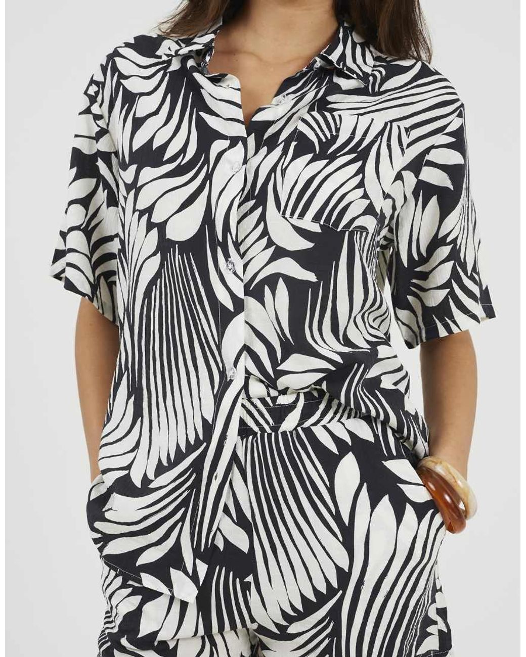 Brave Soul Black Printed Short Sleeve Shirt And Short Set