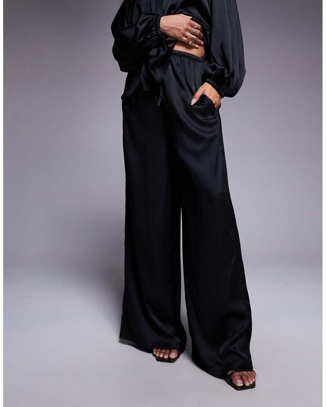 ASOS Blue Satin Wide Leg Pants