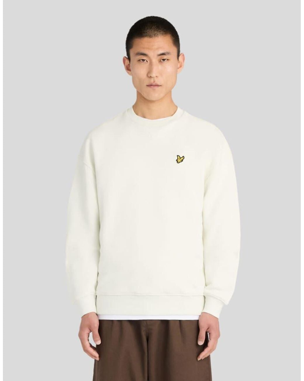 Lyle & Scott White Mid Layers Heavyweight Loopback Crewneck Sweatshirt for men