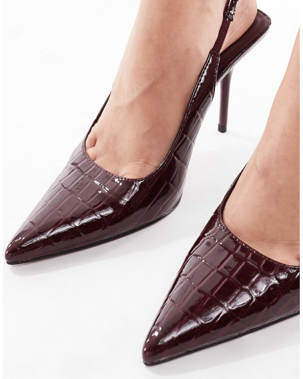 Schuh White Sade Slingback Heels