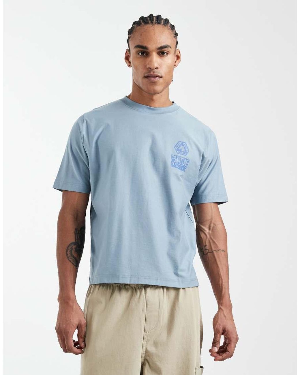 Cotton On Blue Box Fit T-shirt With Graphic for men