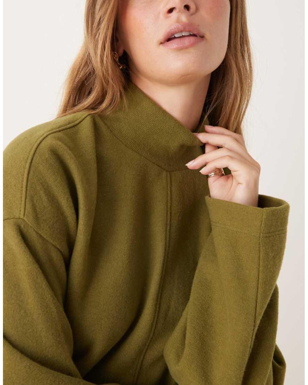 ASOS Green Supersoft Seam Front Longline Roll Neck Top Co-Ord