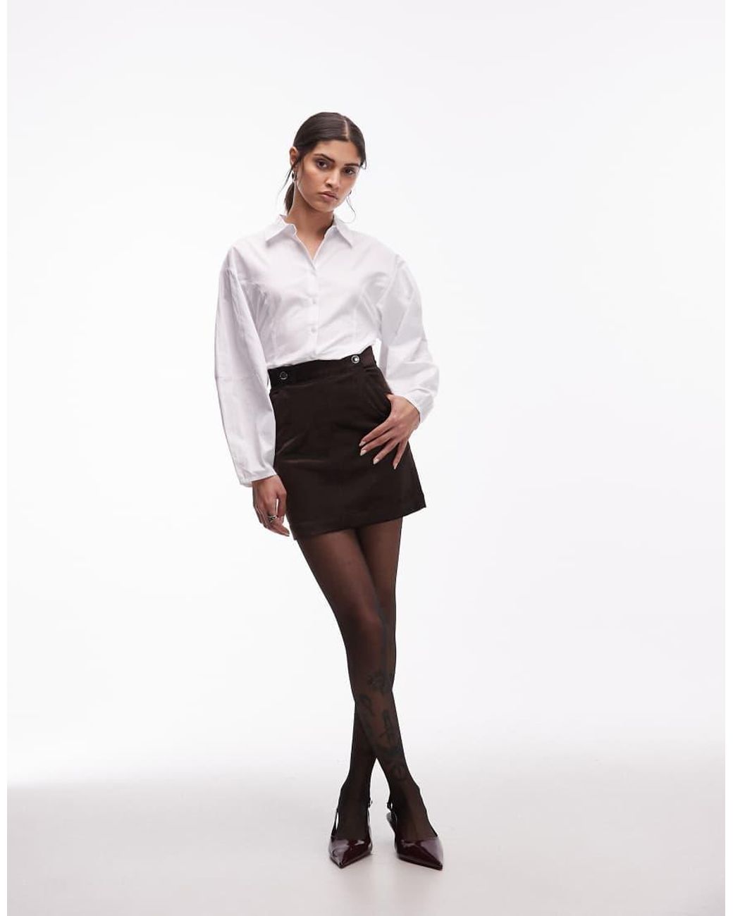 & Other Stories White Button Details Velvet Mini Skirt