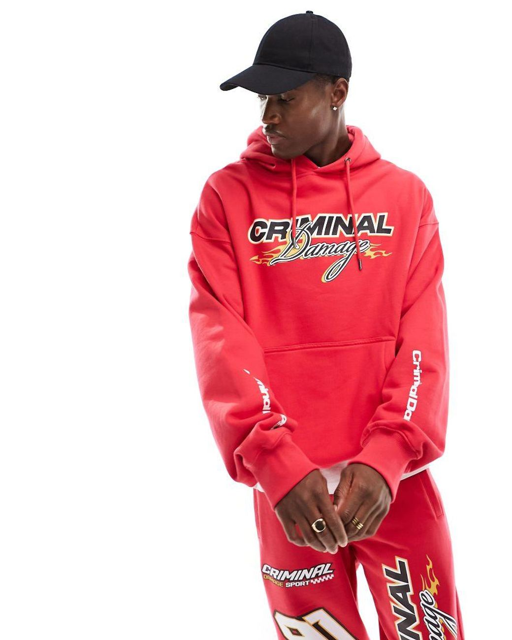 Criminal Damage Heavyweight Hoodie With Racing Graphics in Red for Men Lyst UK