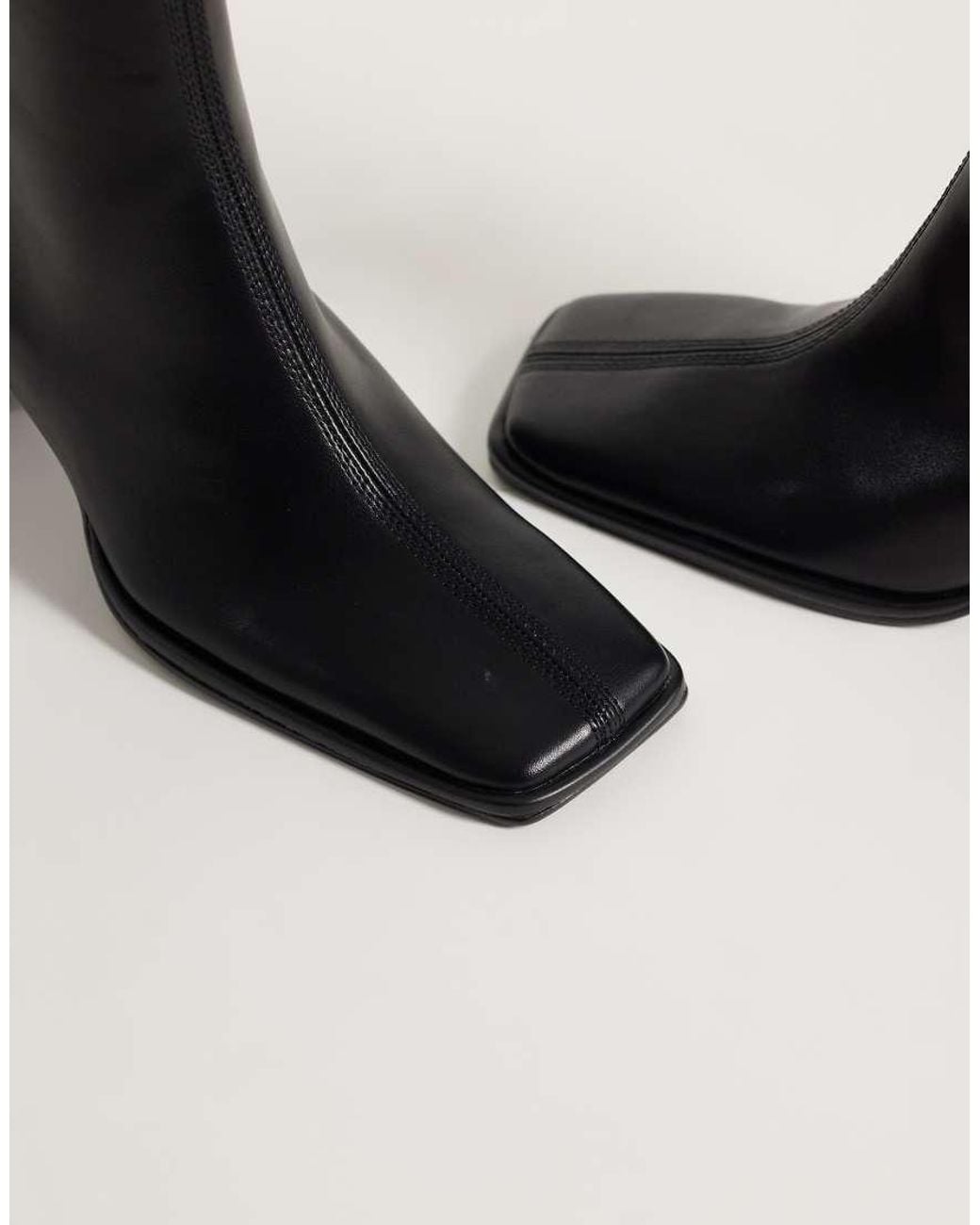 ASOS Black Romeo Square Toe Heeled Ankle Boots