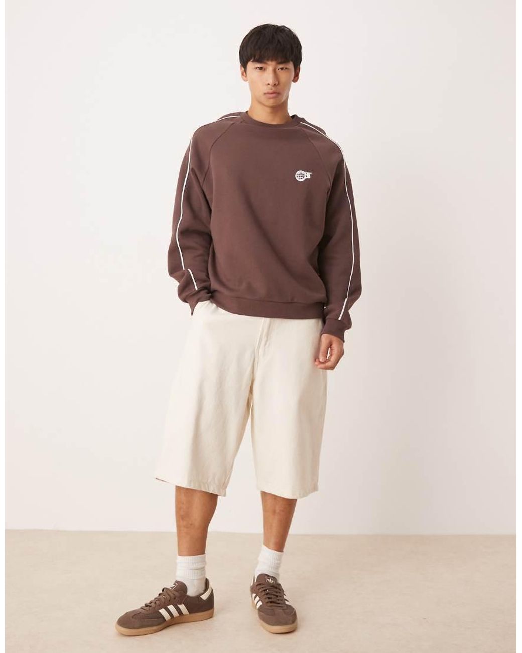 ASOS Brown Sweatshirt With Sporty Print for men