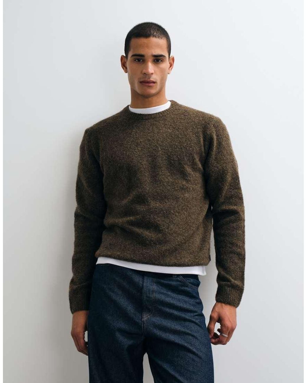 Jack & Jones Brown Premium Ribbed Knit Sweater for men