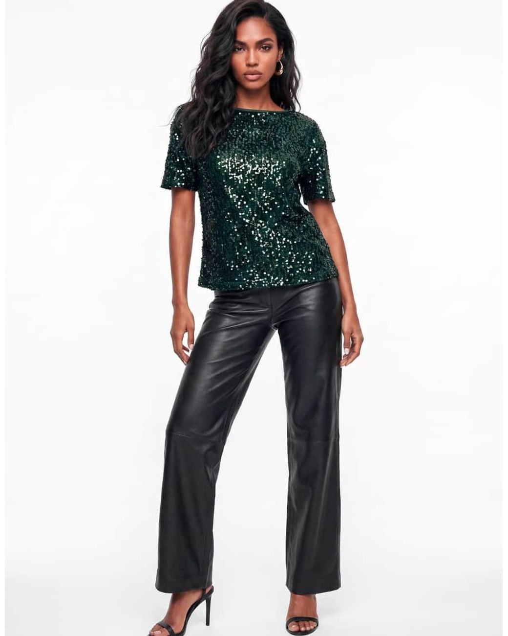 Lovedrobe Blue Embellished Velvet Short Sleeve Boxy Top