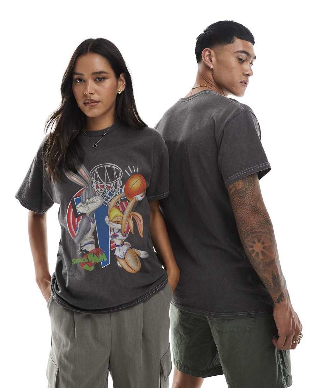 PRNT Black Space Jam Bugs And Lola Relaxed T-Shirt