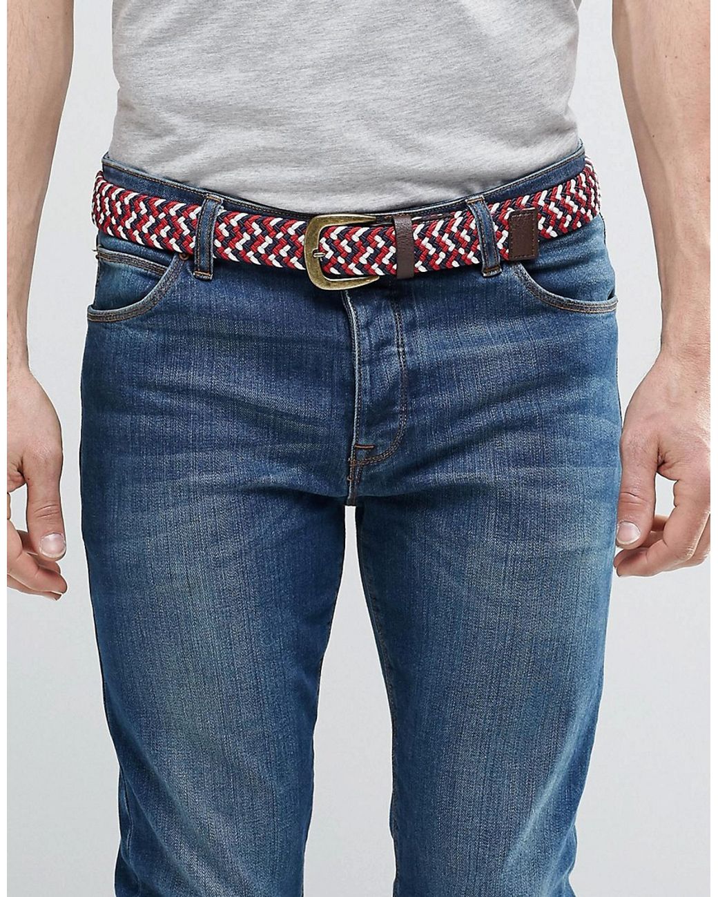 ASOS Woven Belt - Red/white/blue for Men