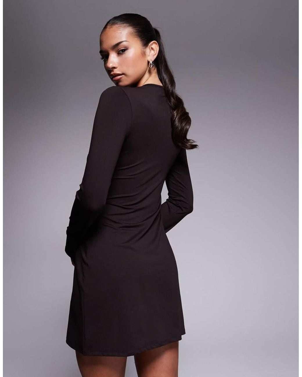 ASOS Purple Long Sleeve Keyhole Cut Out Mini Dress