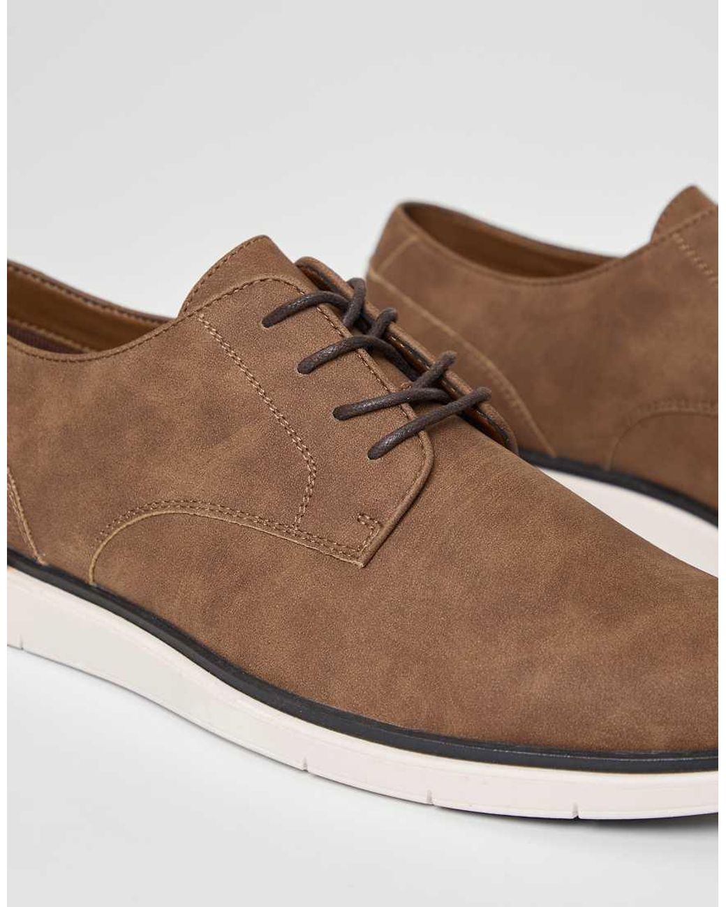 Threadbare Brown Faux Suede Derby Shoes for men