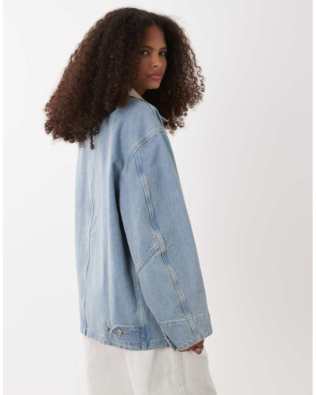 ARKET Blue Denim Utility Barn Jacket With Corduroy Collar