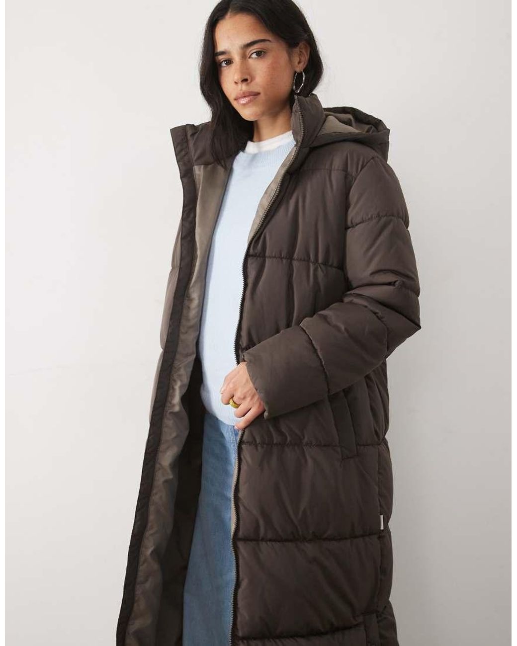 JJ Rebel Brown Long Puffer Jacket