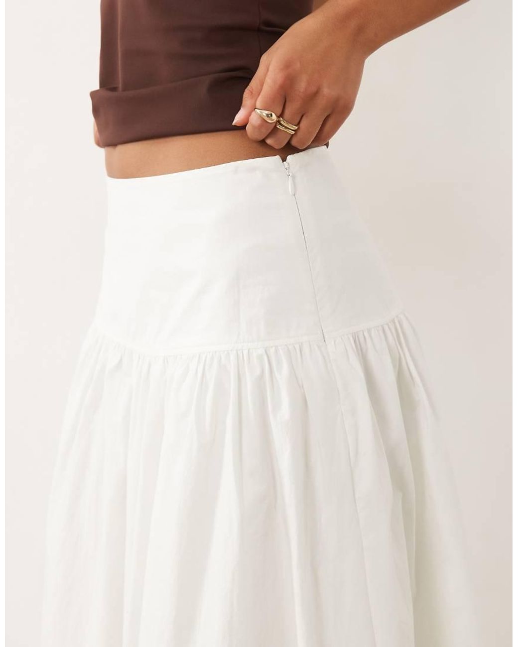 ARKET White Cotton Dropped Waist Skirt