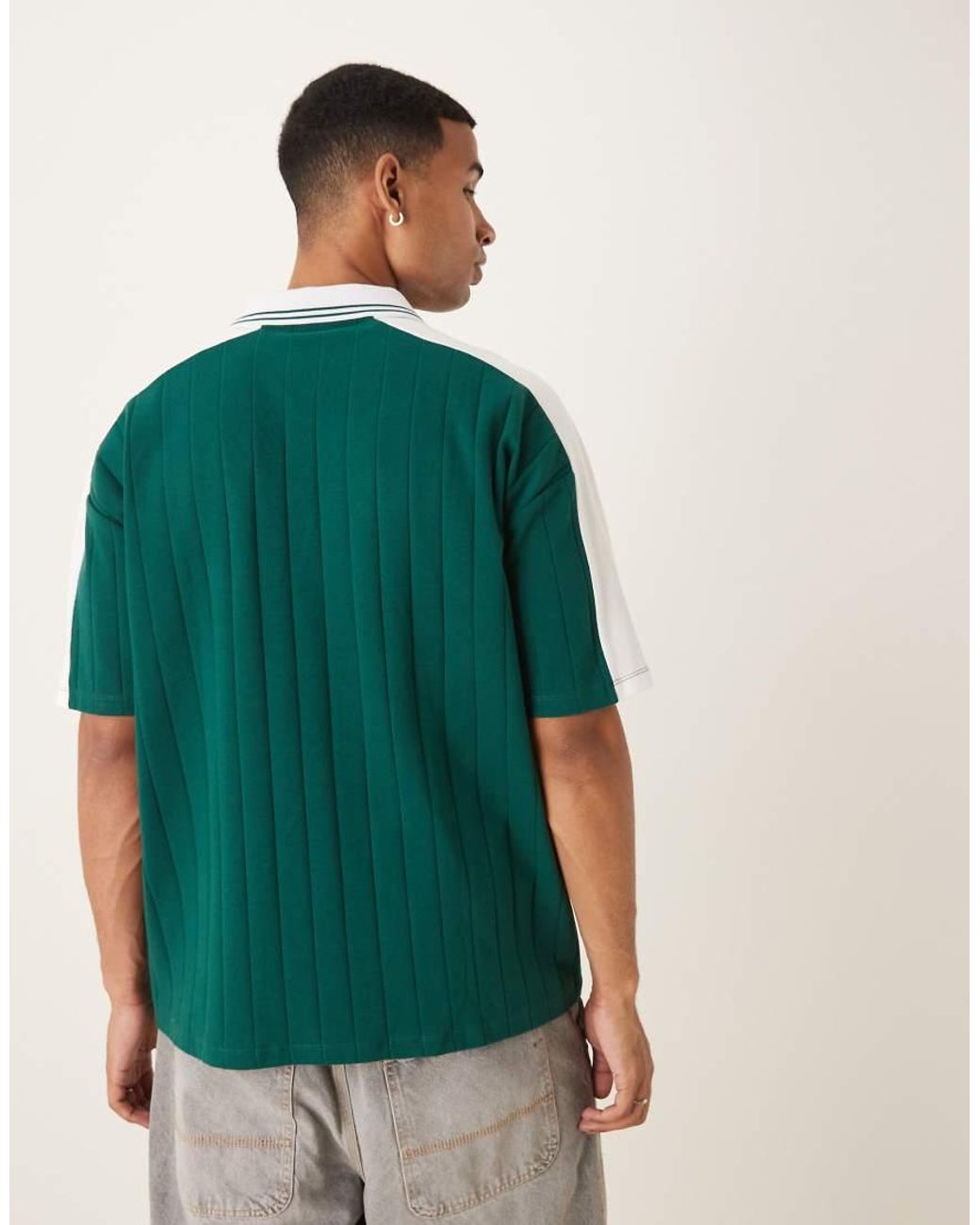 ASOS Green Oversized Polo With Sports Chest Graphic for men