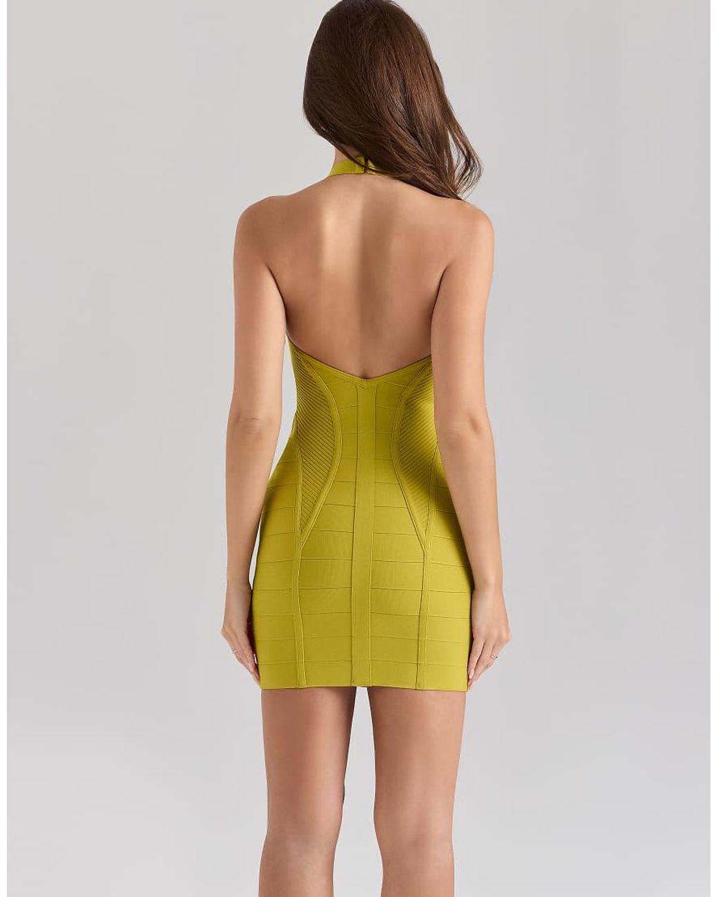 House Of Cb Yellow The Sculpt Bandage Mini Dress