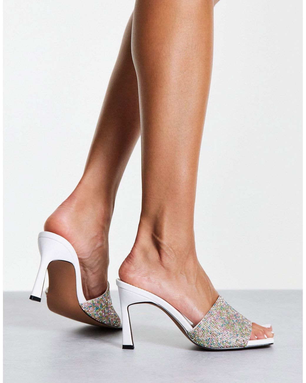 Women's ASOS Design White Strappy Tie Up Sparkle Heels size US 9 NEW in BOX  | eBay