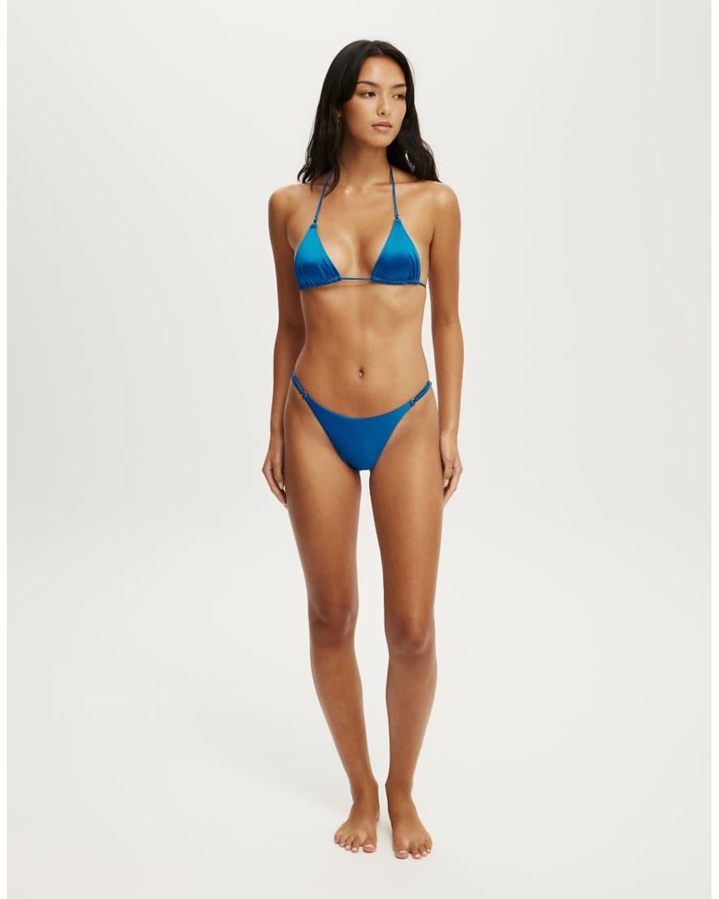 Cotton On Blue Micro String Triangle Bikini Top
