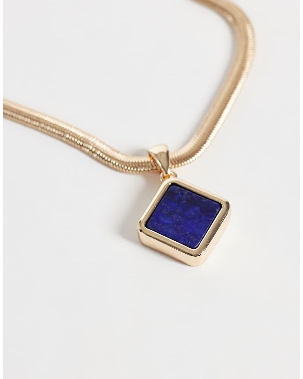 Reclaimed Vintage White Pendant With Blue Lapis Stone